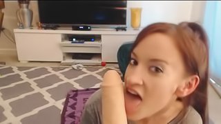 Cute redhead lady handle dick the right way like  pro very good girl