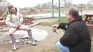 Kinky Pigtailed Teen Getting Her Pussy and Asshole Fucked By Old Cock