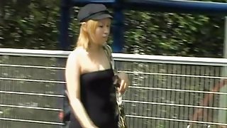Public sharking video of extremely sexy slender Asian hottie