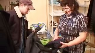 In a walk in closet she gets group fucked by a bunch of guys