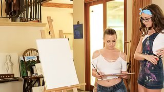 Two cute lesbians enjoy sex in the bathroom