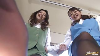 Anju Natsuki and Azumi Mizushima sits on face and rides cock