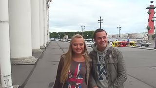 Russian Blonde Thrilled As He Sucks Her Lovely Natural Tits