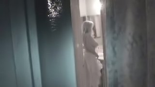 A guy fingers his GF's coochie and cums on her face