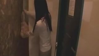 Shy Japanese  immature giving head on camera - two