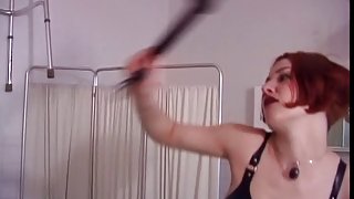 Femdom leads her male uncomplaining to baths