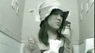 Sexy doll in hat on the spy cam toilet horny video