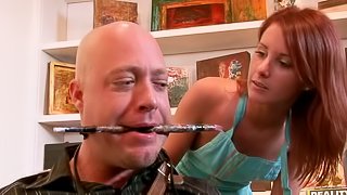 Redhead Mia Valentine gets fucked hard by a painter