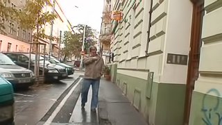 Skinny chick with small breasts rammed hard by an older guy