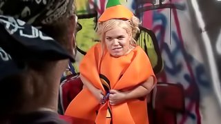 Blonde midget with big natural tits getting her pussy licked