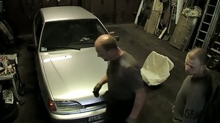 Candid girl bent over the car and hardly penetrated from behind