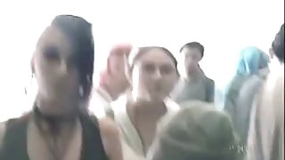 Torn stockings on goth girl