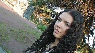 Outdoor fuck with girl in pantyhose