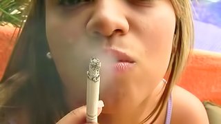 Impressive busty blonde in action