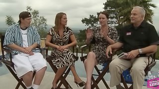 When the interview was done these two girls get down and eat pussy