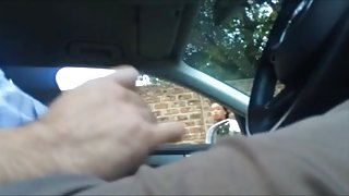 New Dick flash from car to black girl - long look