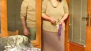 Young cock fucking chubby mature in her hairy wet cunt
