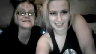 Two kinky blondes show their butts for the webcam and rub a dick