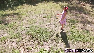 Tiny teen rides huge cock