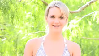 Blonde Bitch Plays With Her Small Tits And Shaved Pussy