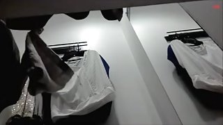 Sexy lingerie milf changing on the voyeur dressing room cam