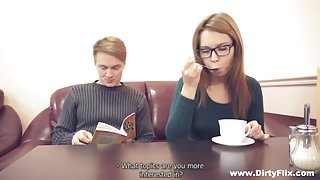 Girl in green dress is being fucked