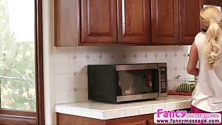 Beautiful Blonde Aaliya Love gives Cherie Deville a good massage