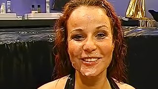 Curly-haired redhead Lucia is getting sperm