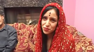 Hot brunette with a piercing enjoys being fucked in an interracial mmf threesome