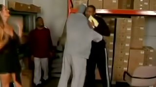 This bitch is getting pwned by two black studs in this interracial fuck session